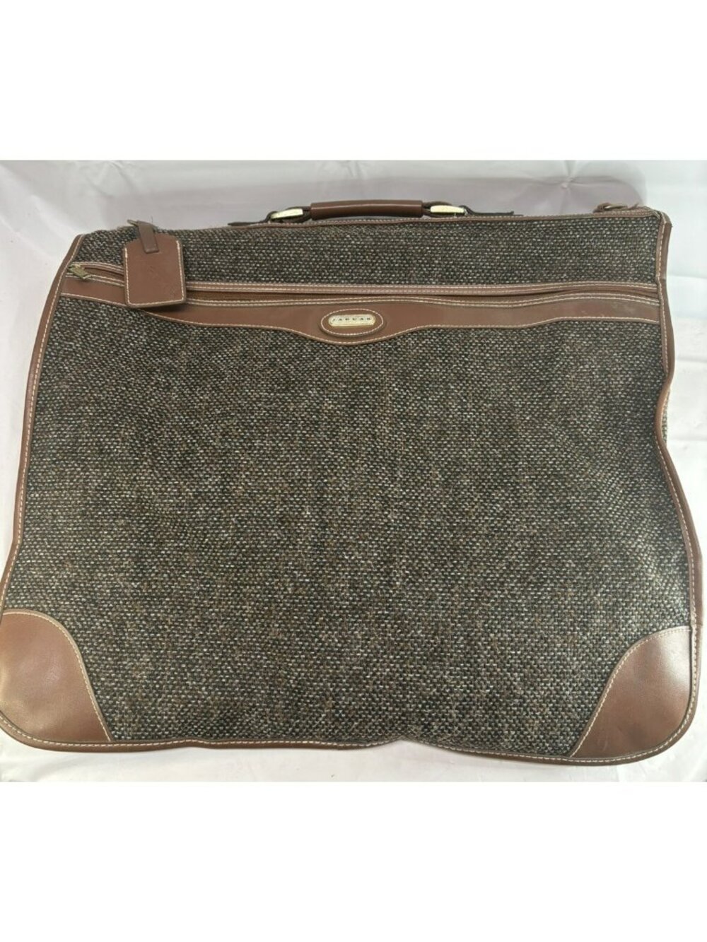 Vintage Jaguar Brown Tweed Clothing Garment Bag Travel Luggage Hanging Suit